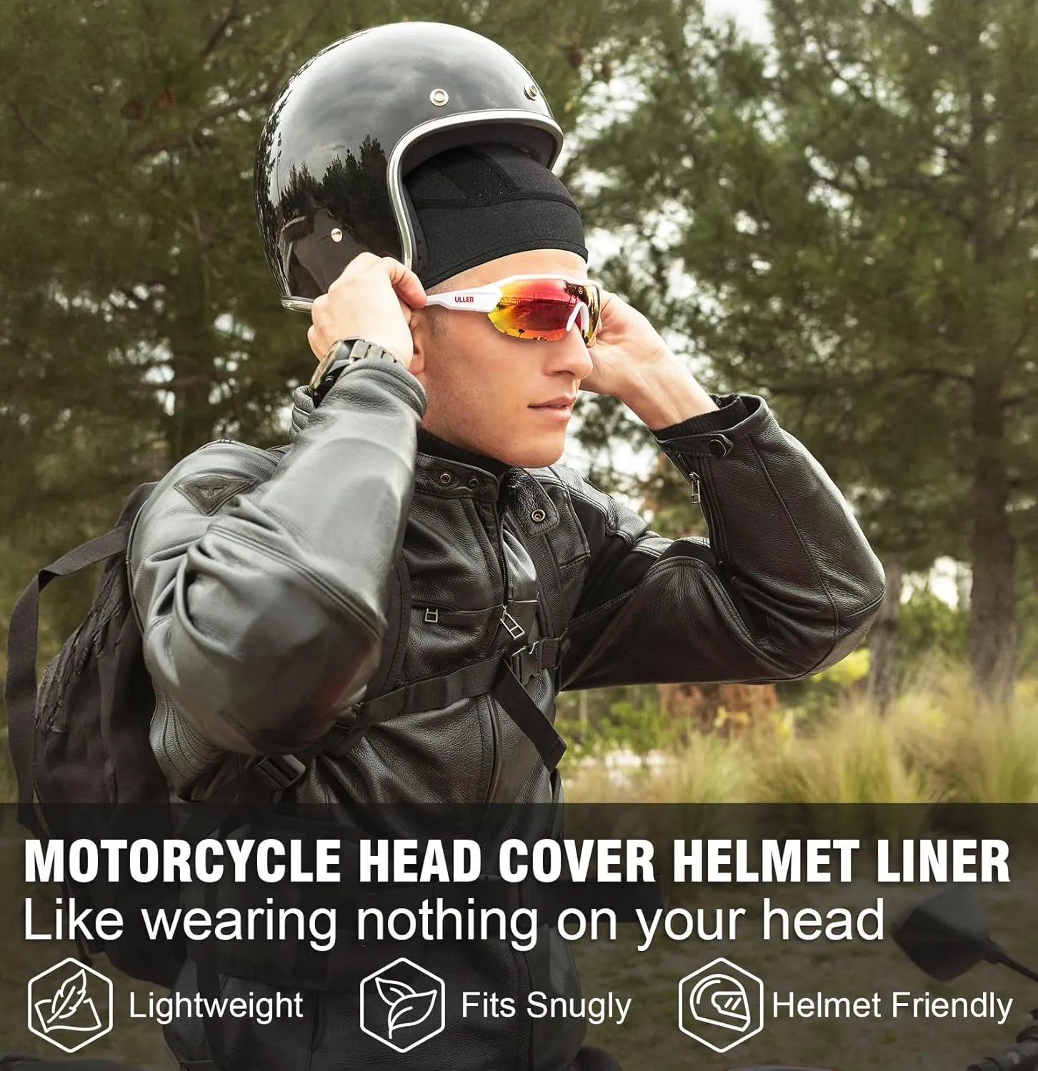 MELASA 3 Pack Cooling Skull Cap, Sweat Motorcycle Helmet Liner Head Cover, Mesh Cycling Running Hat for Men Women