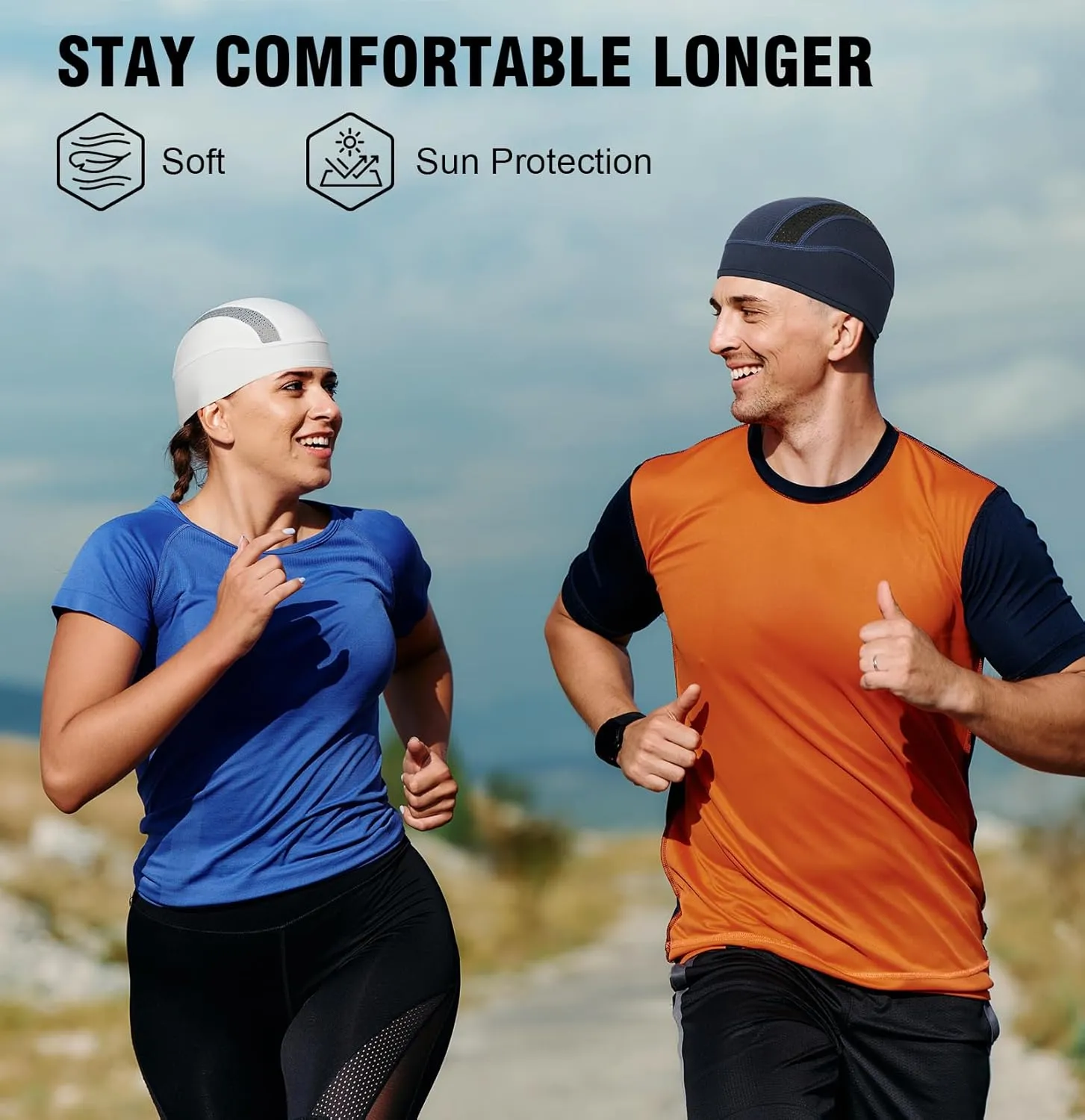 MELASA 3 Pack Cooling Skull Cap, Sweat Motorcycle Helmet Liner Head Cover, Mesh Cycling Running Hat for Men Women