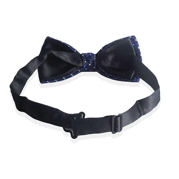 Mens Blue and Silver Formal Pre-Tied Bow Tie