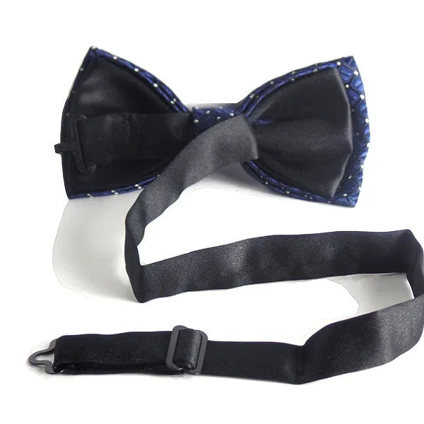 Mens Blue and Silver Formal Pre-Tied Bow Tie