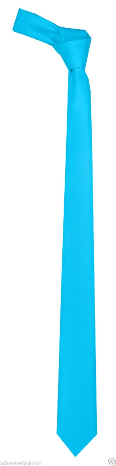 Men’s Boys Slim Skinny Solid Color Shiny Plain Satin Tie Wedding Party Thin Necktie