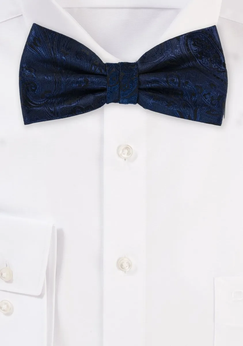 Midnight Navy Proper Paisley Bowtie