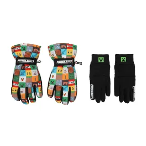 Minecraft Icons All-Over Print Youth Ski Gloves with Sure Grip Liners