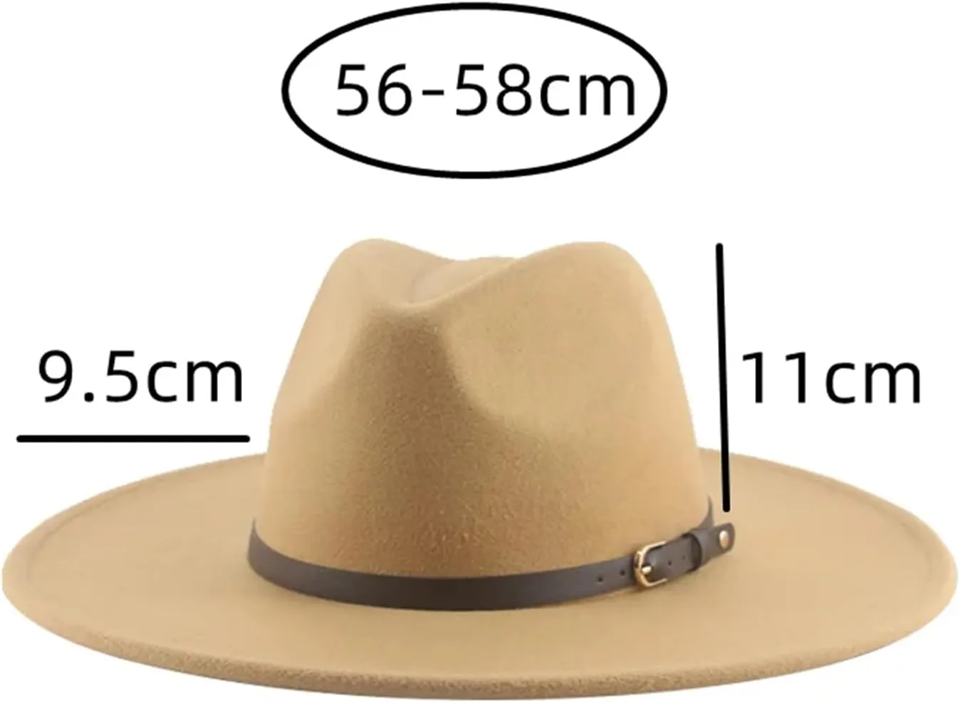 Mnjyihy Women's Winter Fedora Hat Men Big Brim Solid Panama Belt Band Casual Party Church Hats