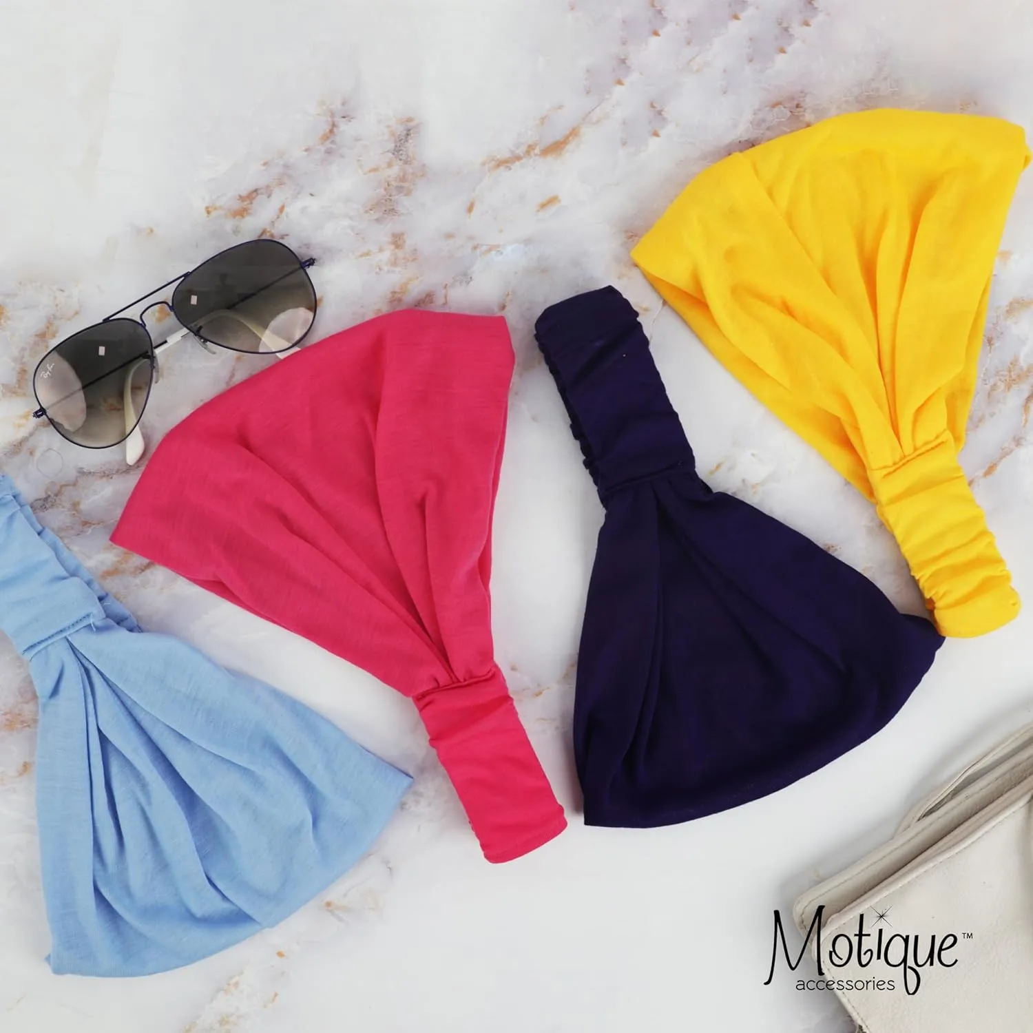 Motique Accessories Red Wide Cotton Head Band Solid Boho Yoga Style Soft Hairband