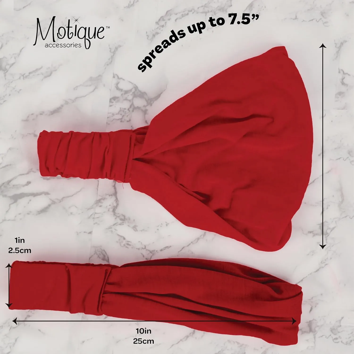 Motique Accessories Red Wide Cotton Head Band Solid Boho Yoga Style Soft Hairband