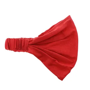 Motique Accessories Red Wide Cotton Head Band Solid Boho Yoga Style Soft Hairband