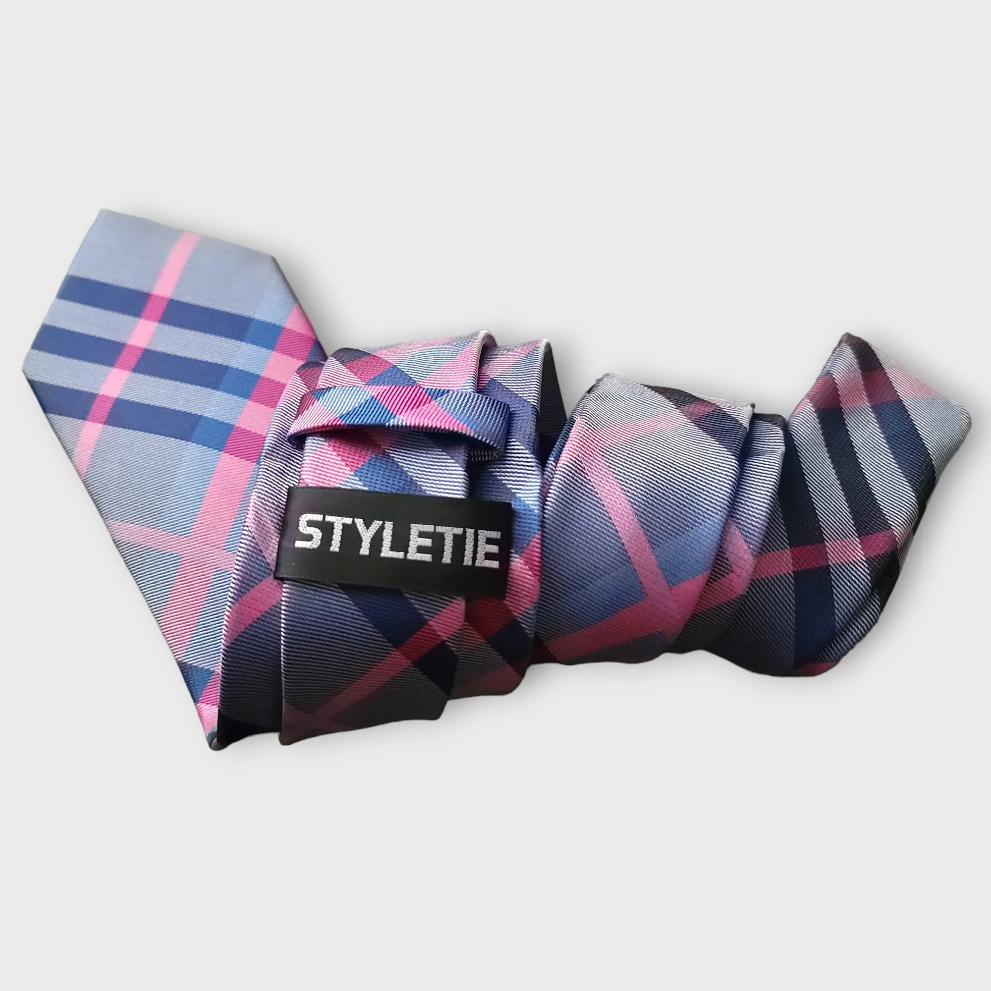 Navy Blue Purple Tie Set of Pocket Square & Cufflinks