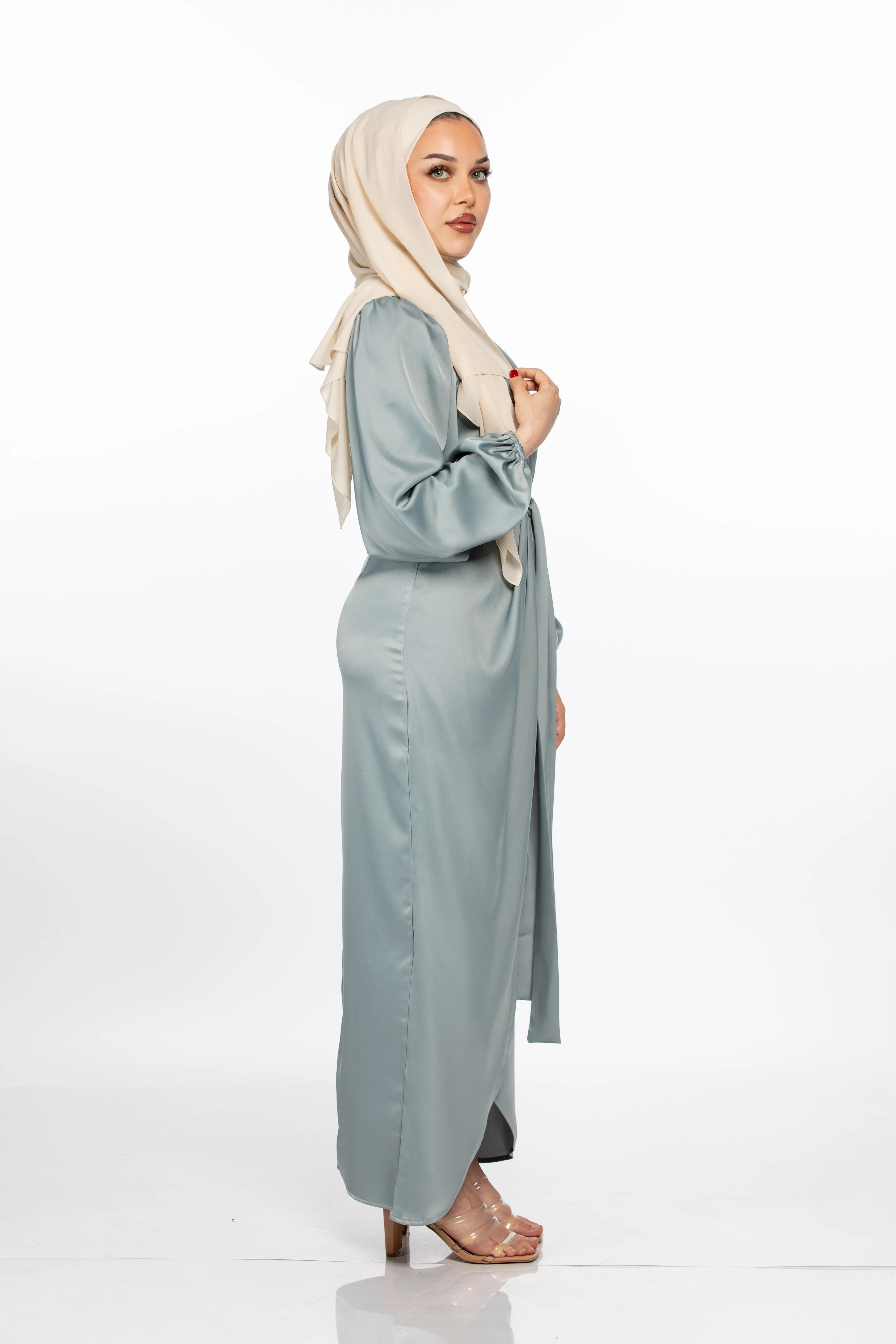 NOOR WRAP DRESS - POWDER BLUE