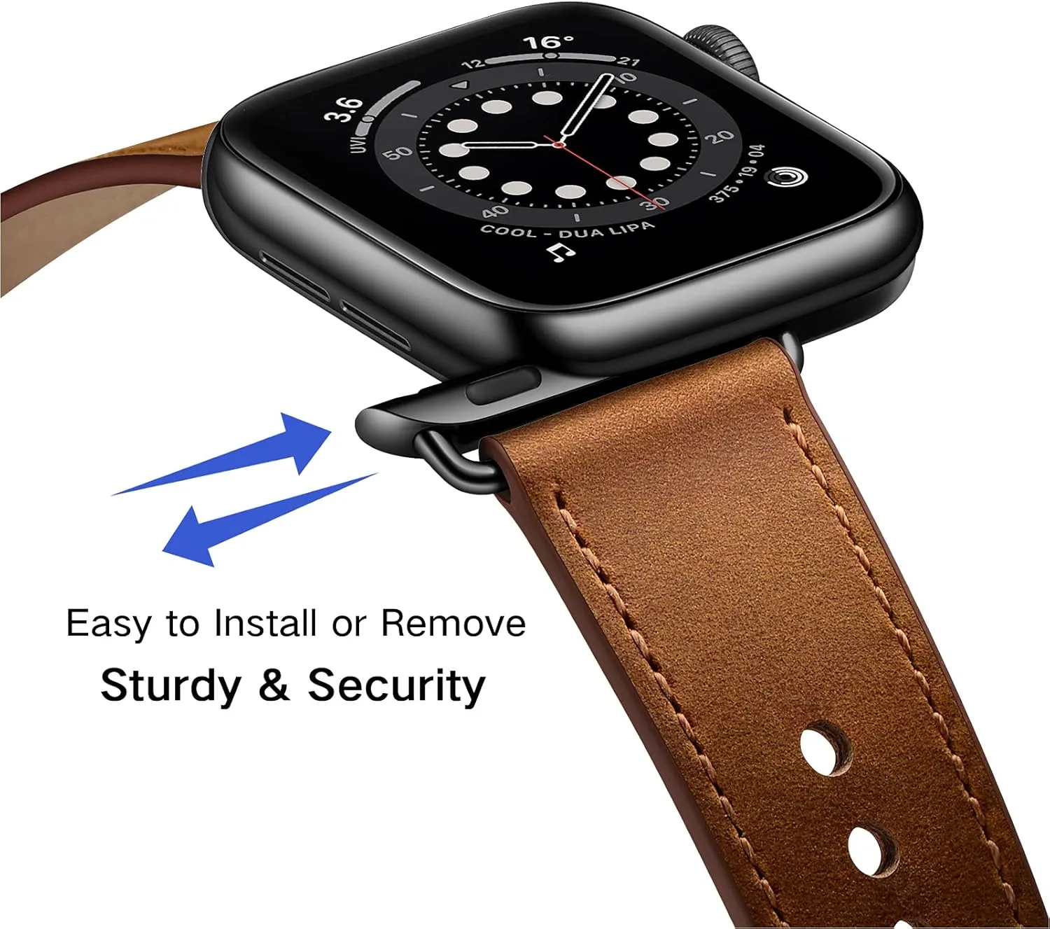 OUHENG Compatible with Apple Watch Band 42mm/41mm/40mm/38mm, Genuine Leather Bands Replacement Strap for iWatch SE2 SE Series 10 9 8 7 6 5 4 3 2 1 (Retro Brown/Black)