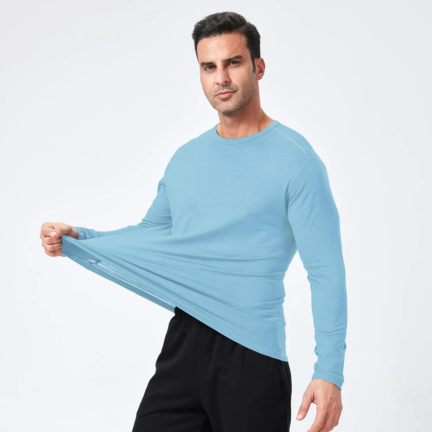 Outdoor Men's Merino Wool Quick-Drying Hiking Warm Long-Sleeved Underwear Sports ski Base top 180g