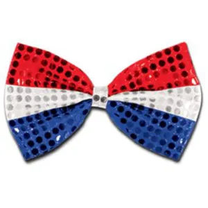 "Sparkling Elastic Bowtie - Red/Silver/Blue Glitz N Gleam"