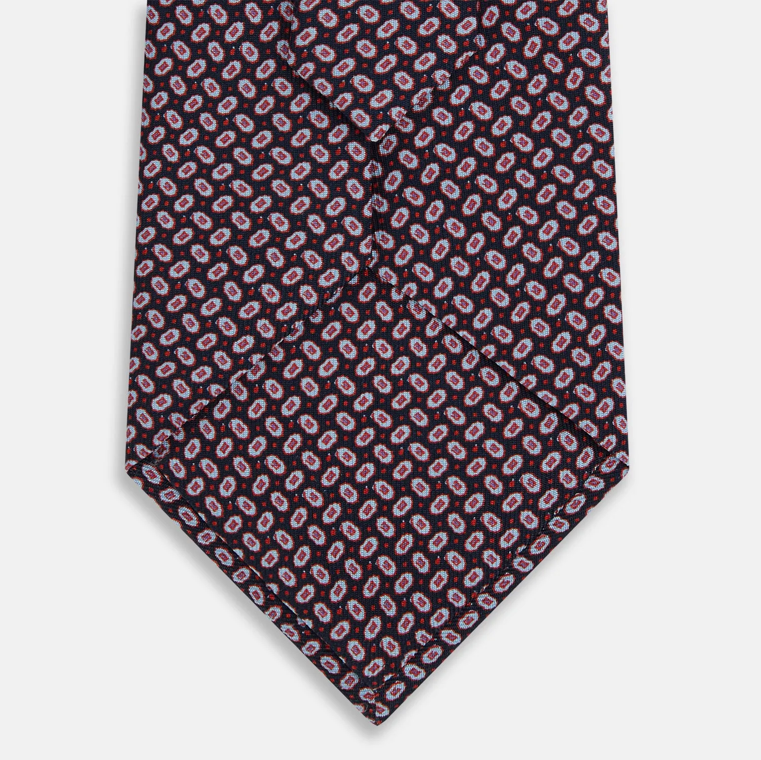 Red and Navy Oval-Patterned Silk Tie