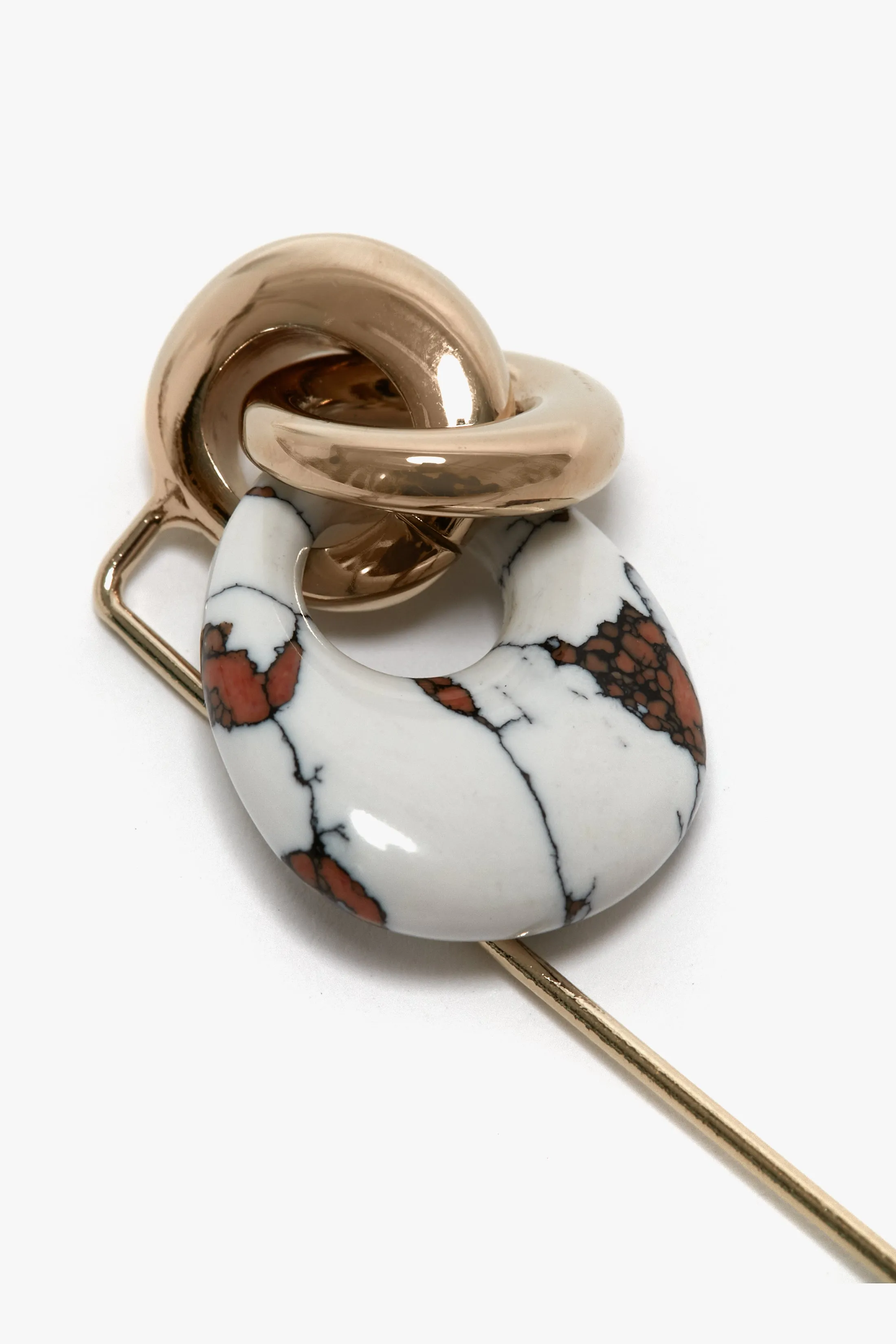 Resin Charm Brooch In Light Gold-White