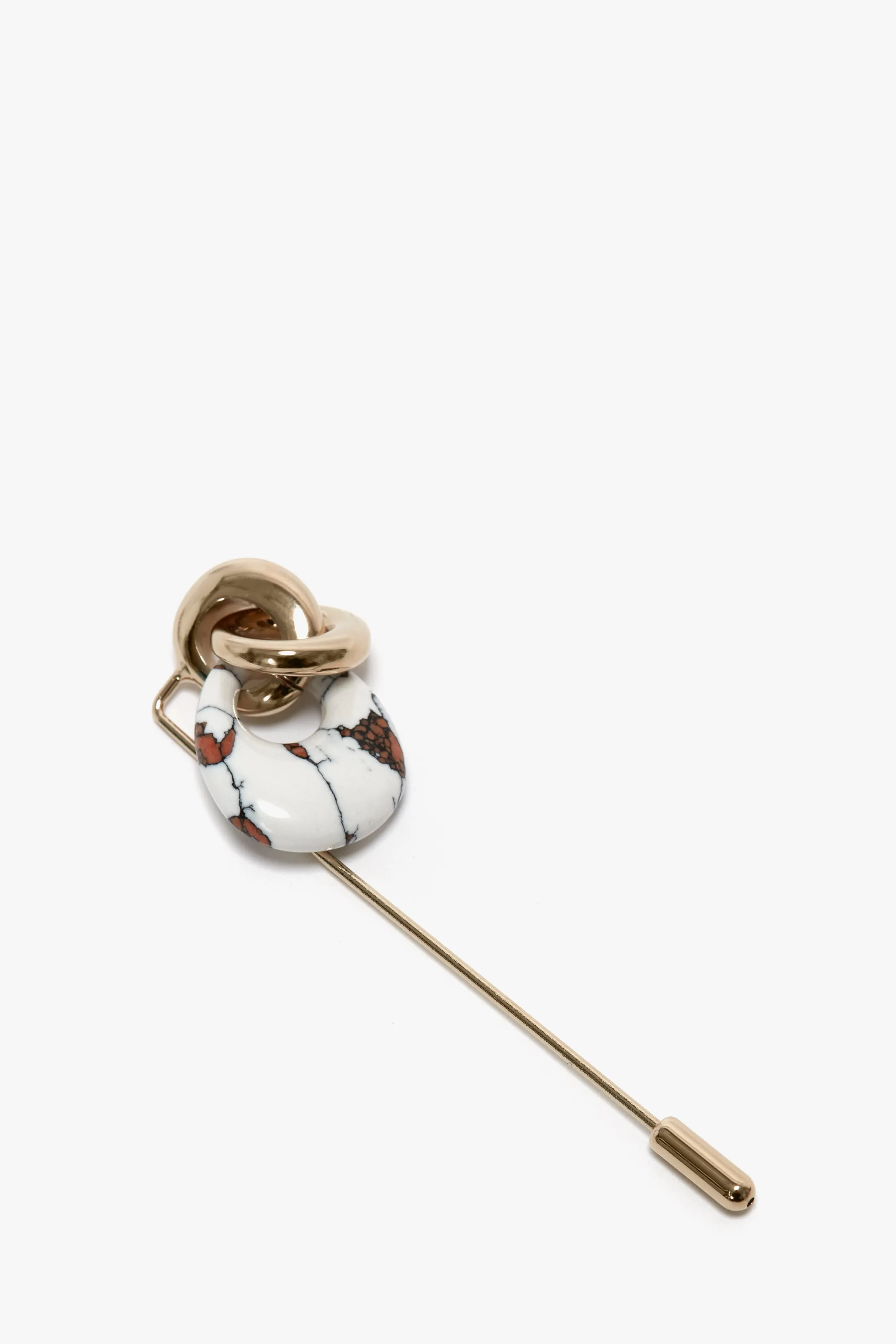 Resin Charm Brooch In Light Gold-White