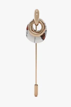 Resin Charm Brooch In Light Gold-White