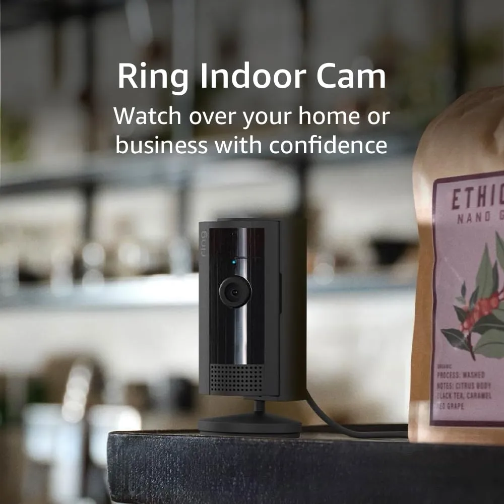 Ring Indoor Cam (newest model)  Home or business security in 1080p HD video, Black