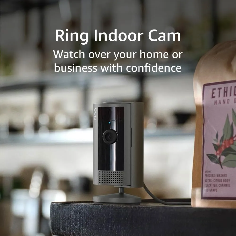 Ring Indoor Cam (newest model)  Home or business security in 1080p HD video, Charcoal