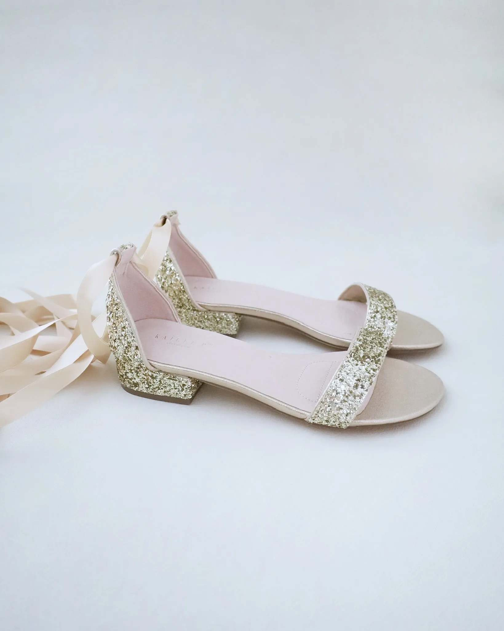 Rock Glitter Low Block Heel Ballerina Evening Sandals