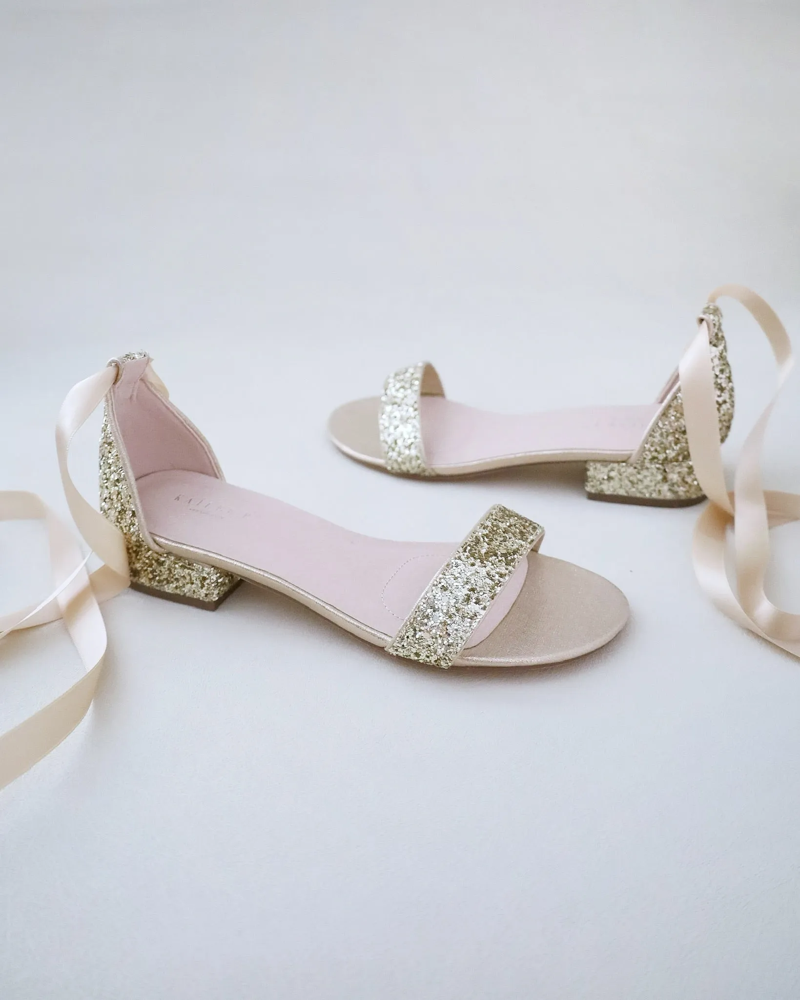 Rock Glitter Low Block Heel Ballerina Evening Sandals
