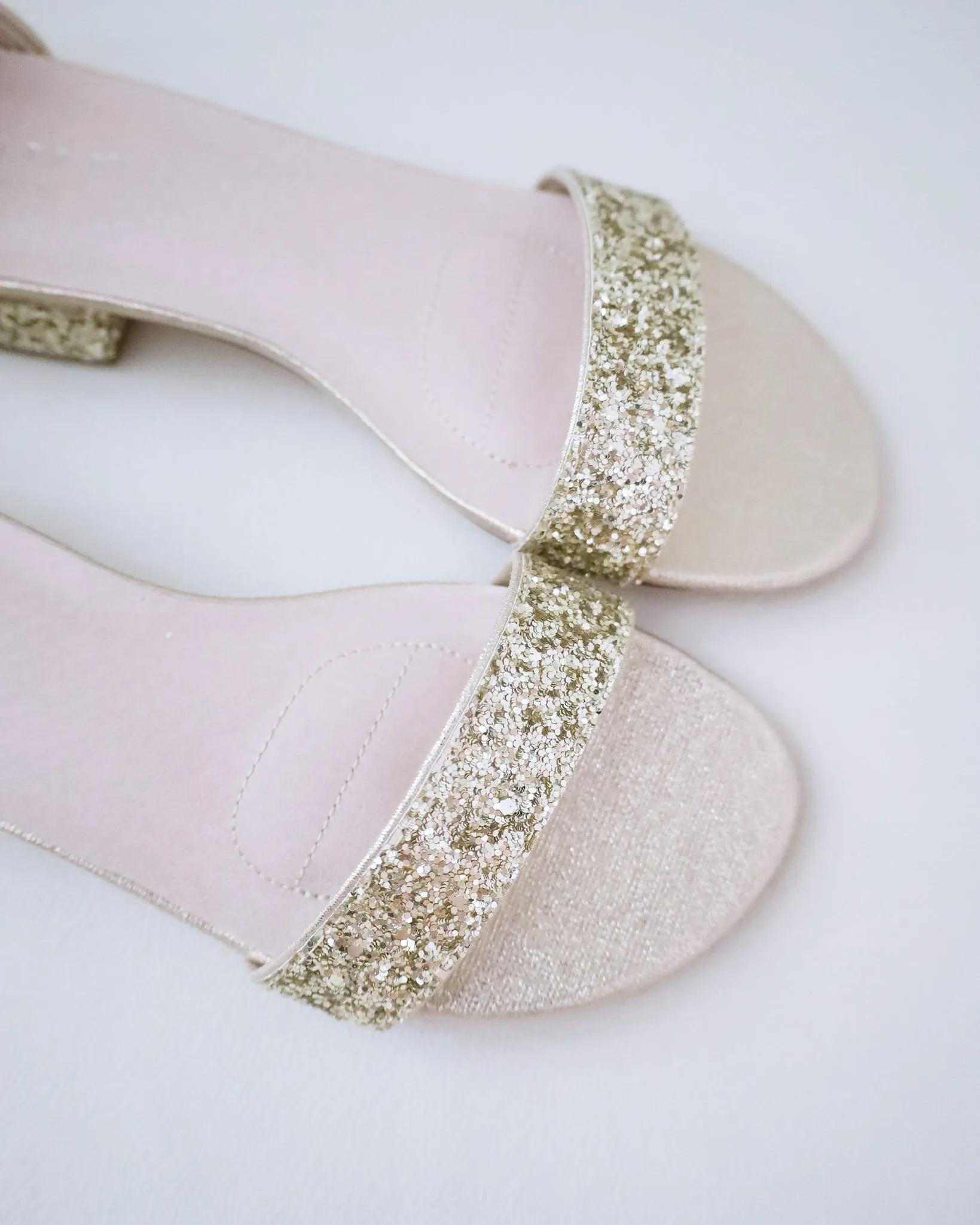 Rock Glitter Low Block Heel Ballerina Evening Sandals