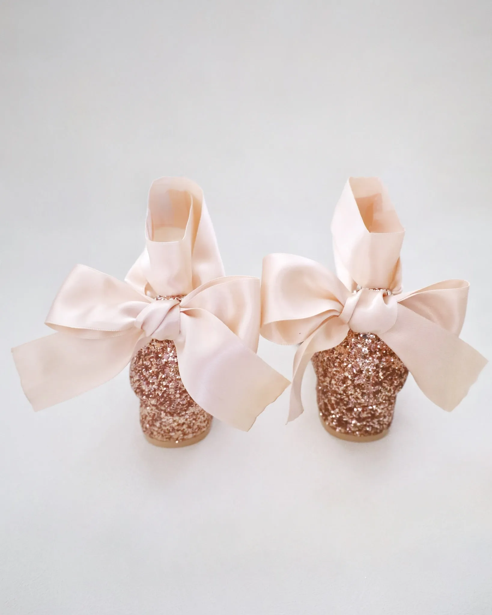 Rock Glitter Low Block Heel Girls Sandals with Wrapped Satin Tie