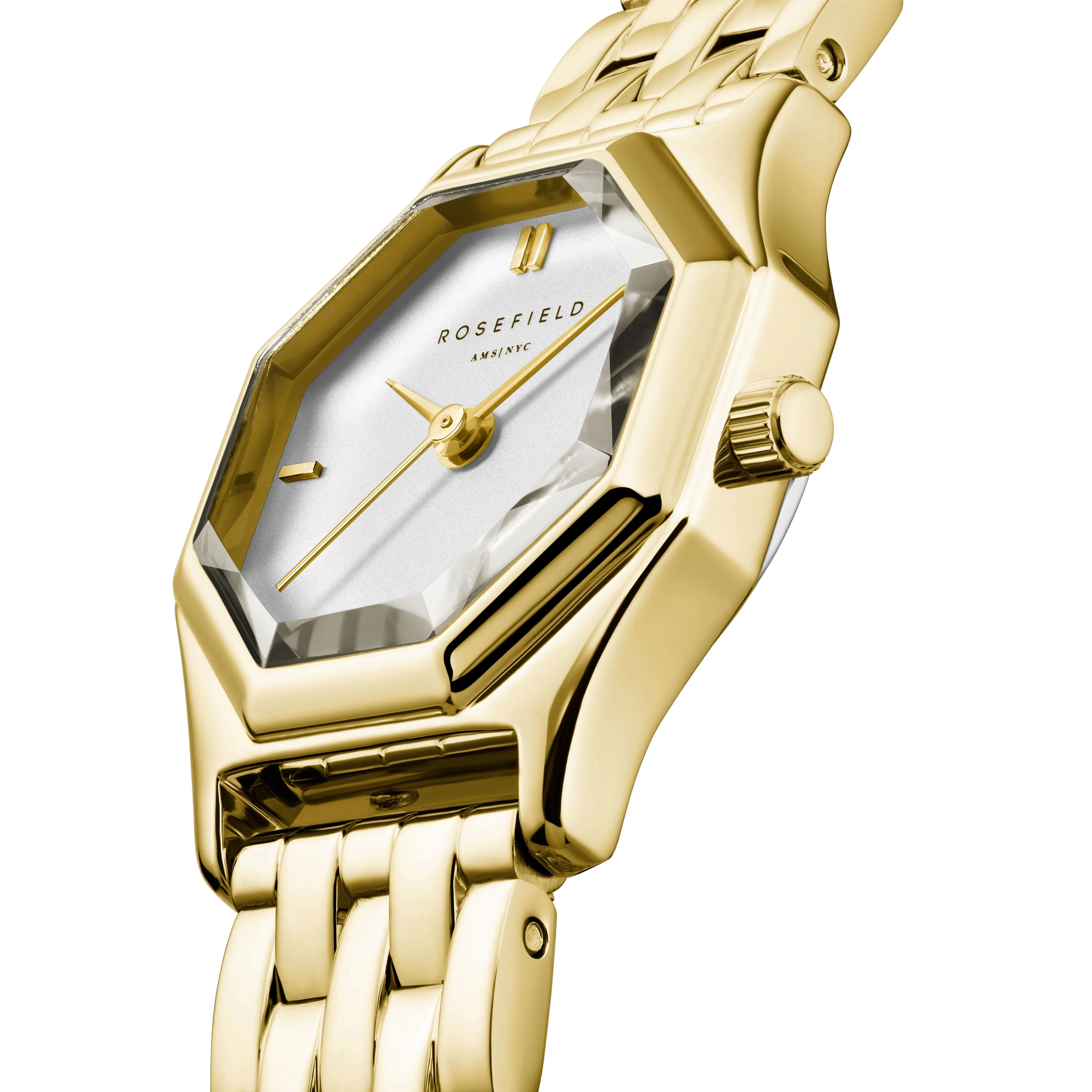 Rosefield Gemme White Steel Gold Watch GWGSG-G02