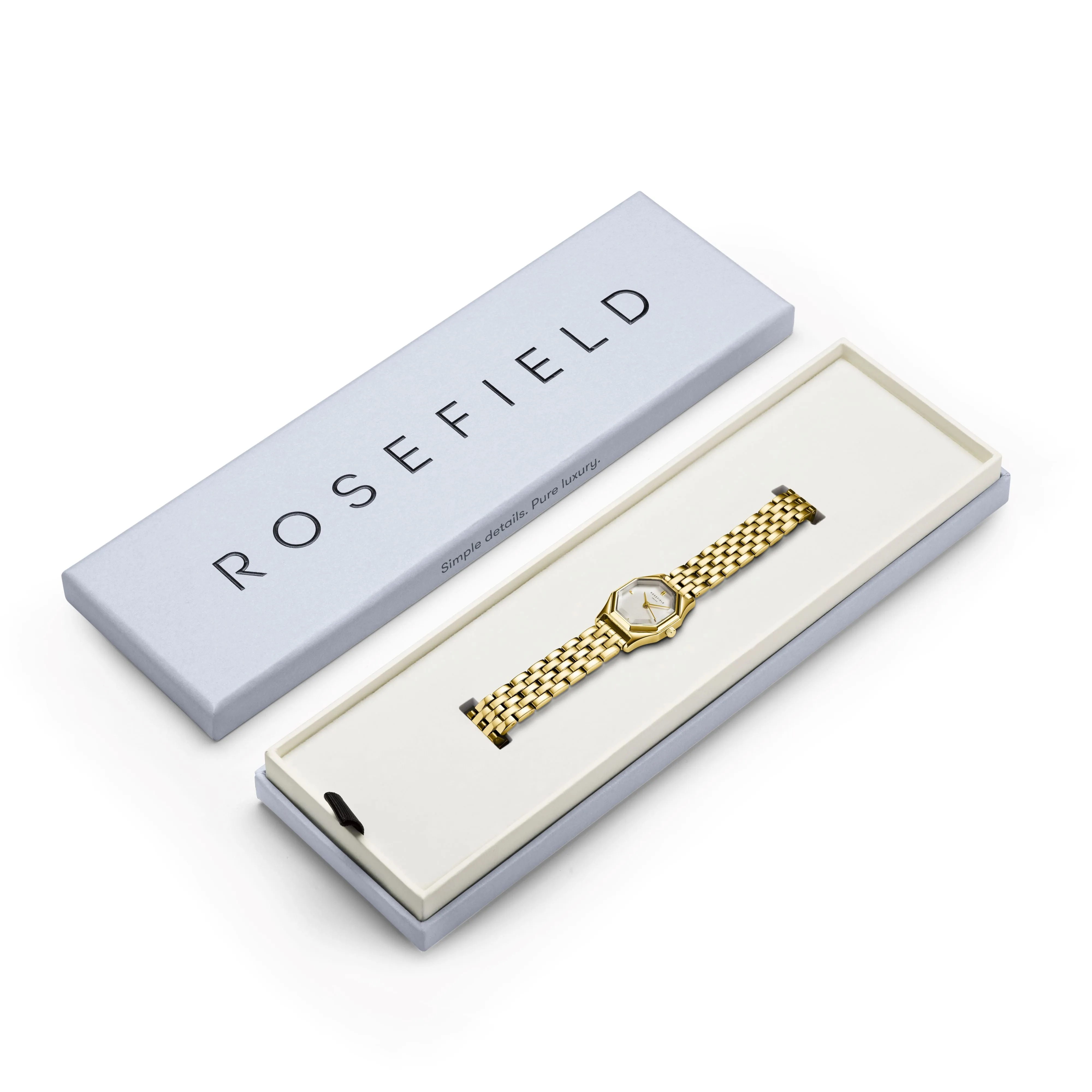 Rosefield Gemme White Steel Gold Watch GWGSG-G02