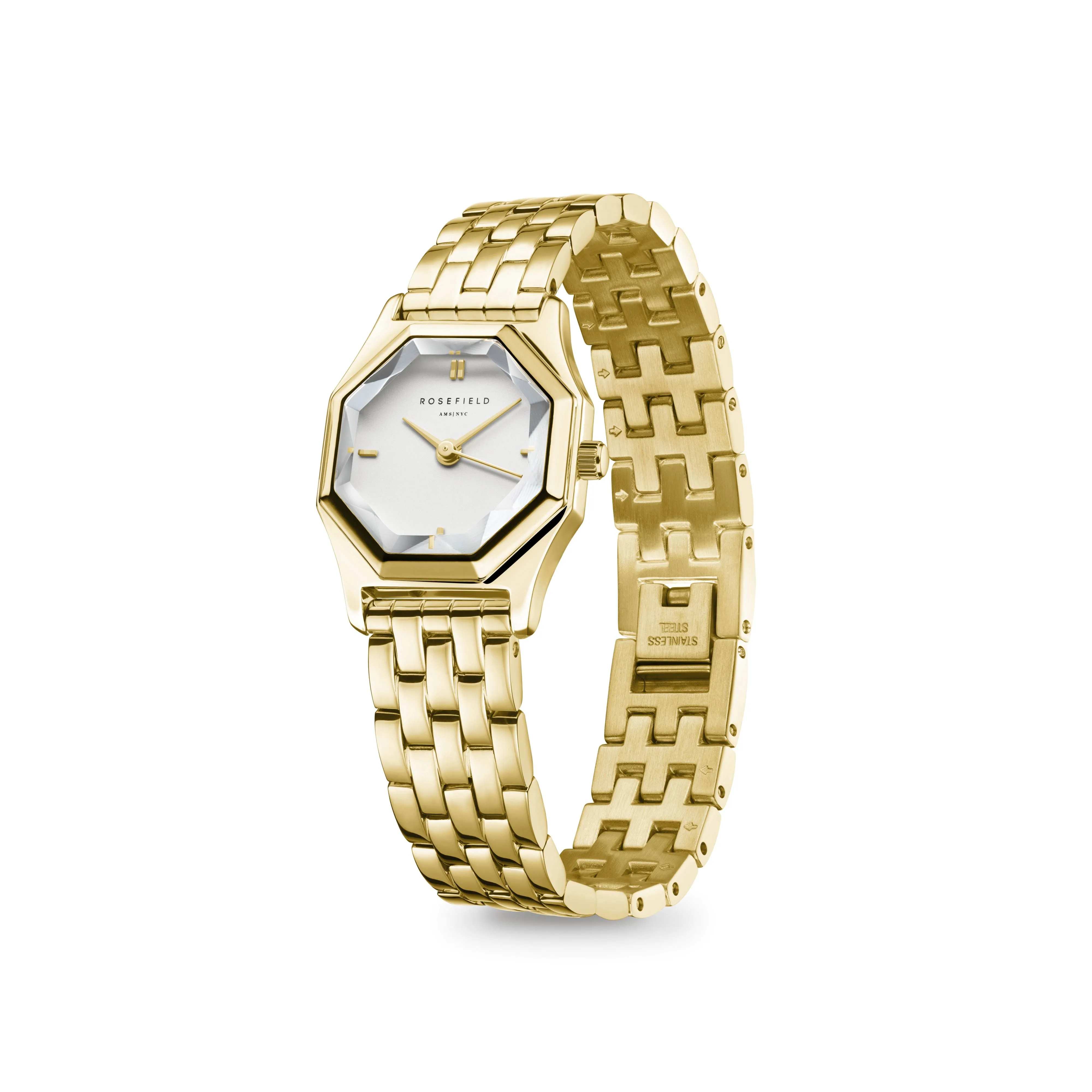 Rosefield Gemme White Steel Gold Watch GWGSG-G02