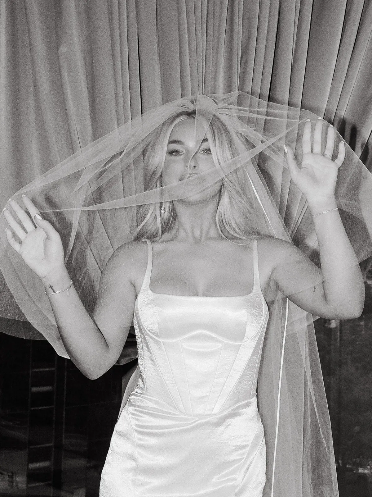 Satin Edged Cathedral Wedding Veil with Blusher
