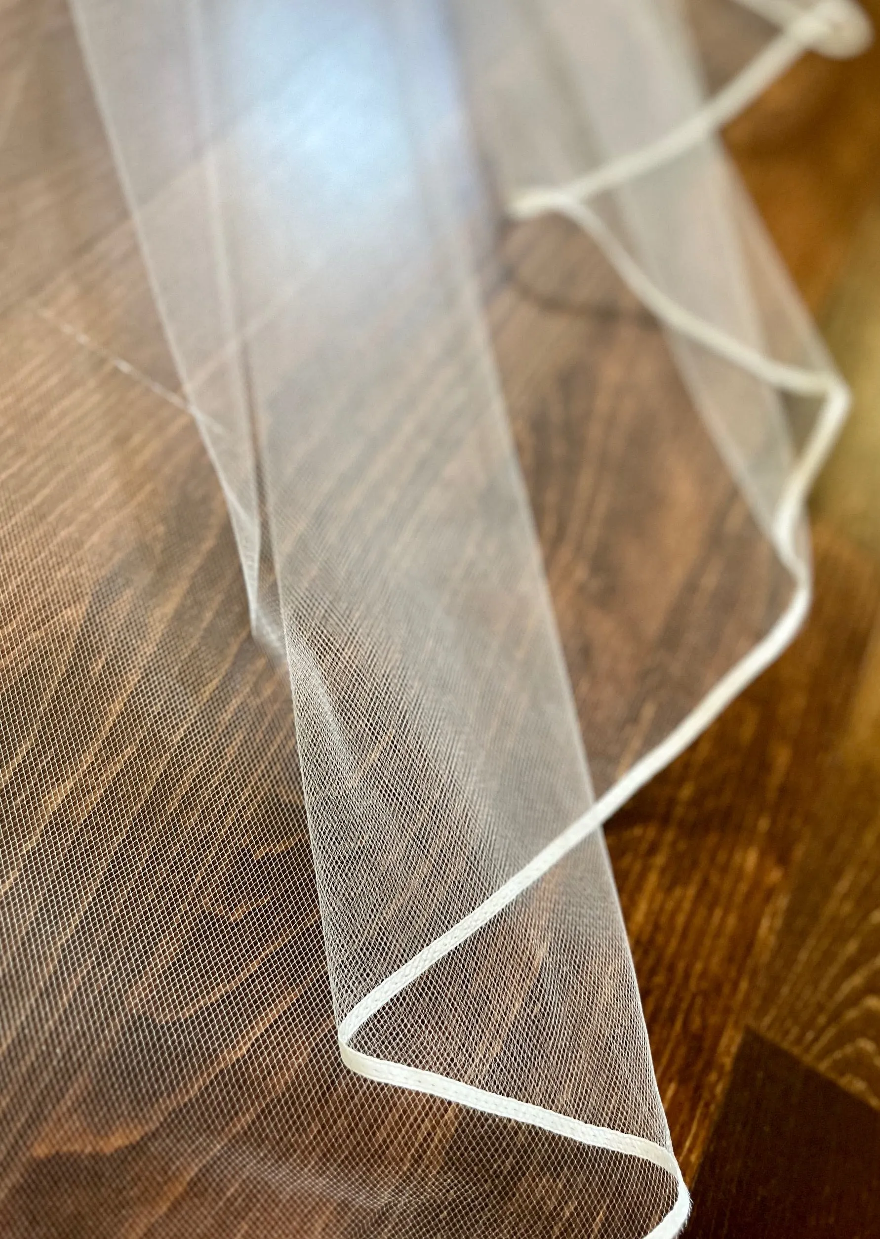 Satin Edged Cathedral Wedding Veil with Blusher