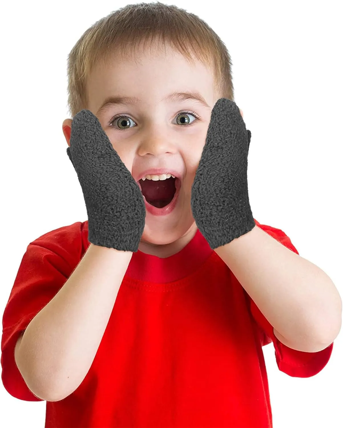 SATINIOR 6 Pairs Toddler Knitted Gloves Kids Winter Warm Stretchy Mittens Soft Lightweight Mittens for Boys and Girls