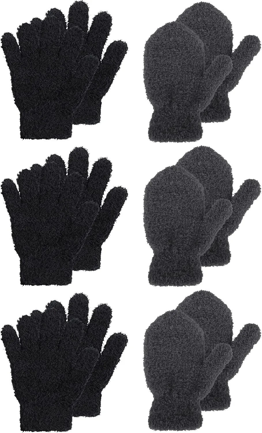 SATINIOR 6 Pairs Toddler Knitted Gloves Kids Winter Warm Stretchy Mittens Soft Lightweight Mittens for Boys and Girls
