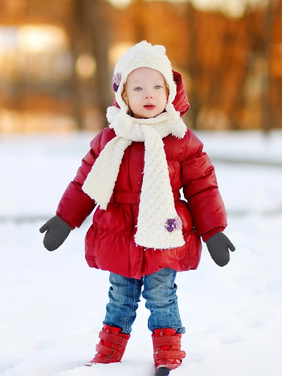 SATINIOR 6 Pairs Toddler Knitted Gloves Kids Winter Warm Stretchy Mittens Soft Lightweight Mittens for Boys and Girls