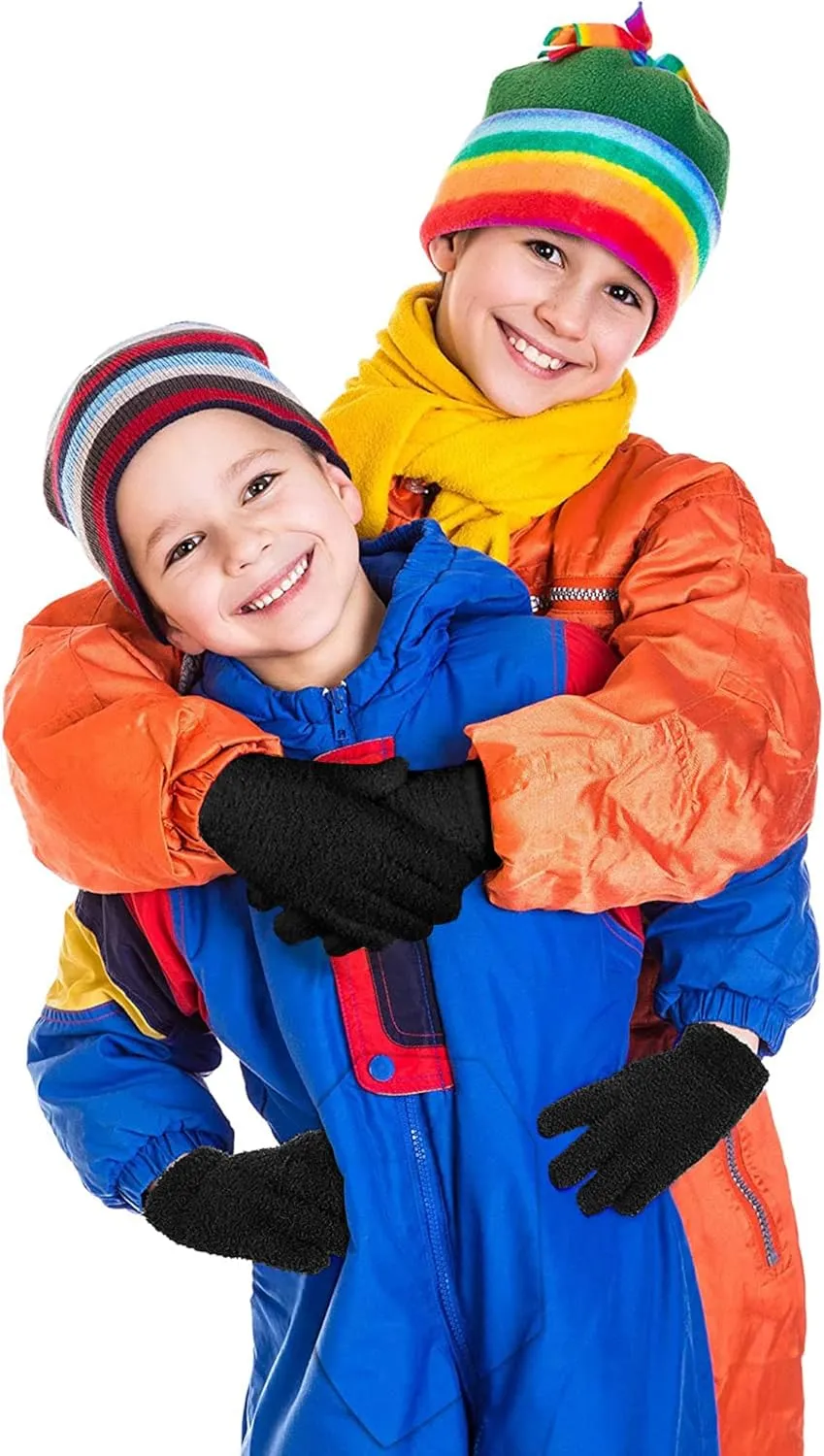 SATINIOR 6 Pairs Toddler Knitted Gloves Kids Winter Warm Stretchy Mittens Soft Lightweight Mittens for Boys and Girls