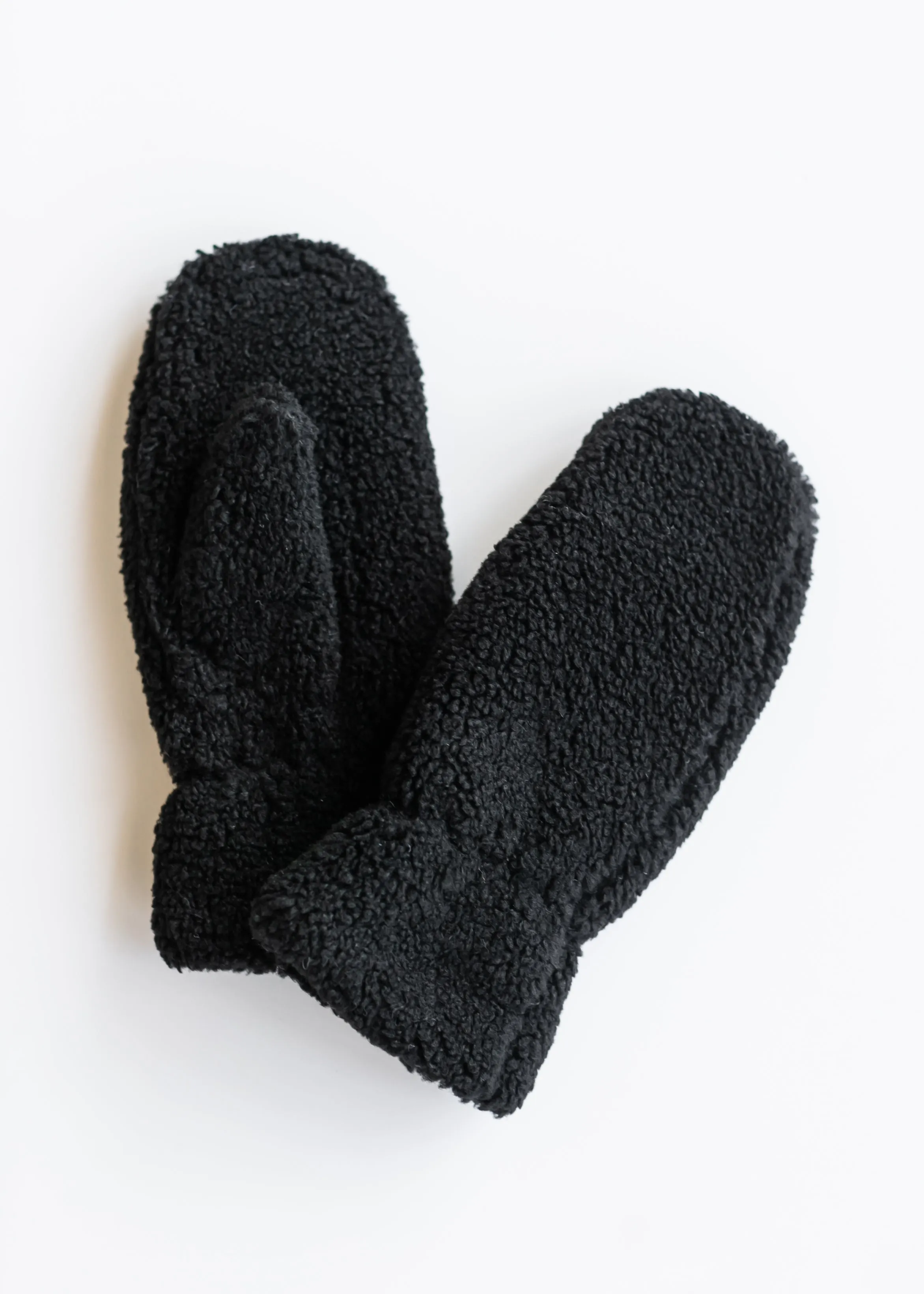 Sherpa Teddy Black Mittens - FINAL SALE