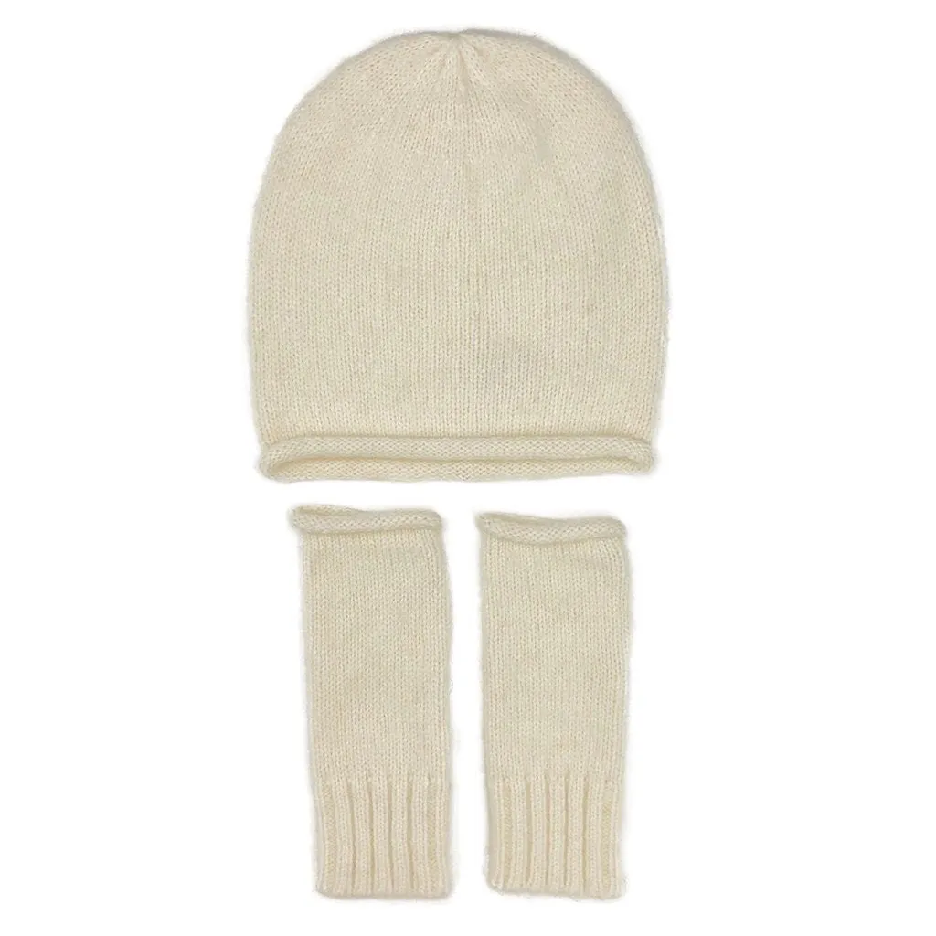 Snow Essential Knit Alpaca Gloves | CozyCouture®