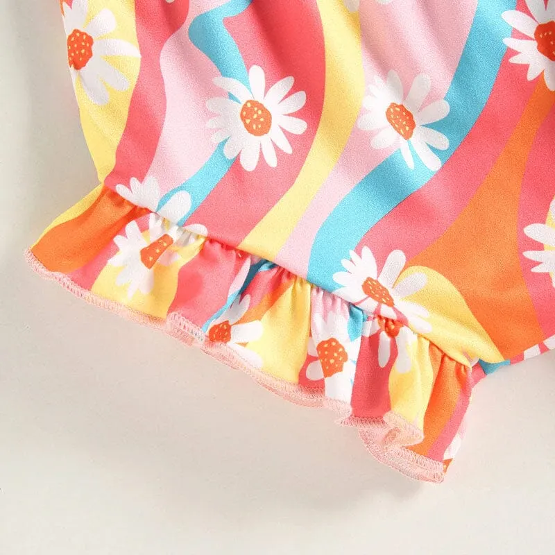 Solid Ribbed Top Floral Baby Set