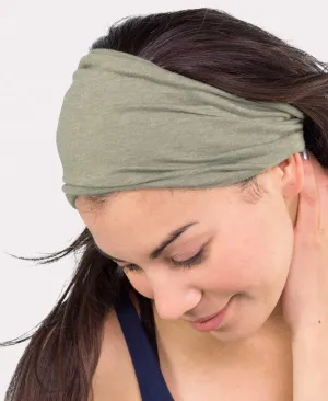 Soul Flower Women's Raw Edge Boho Headband, Sage Organic Cotton Blend Wide Half Bandeau