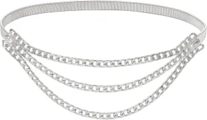 Suyi Skinny Stretch Belt Multilayer Metal Waist Belts Elastic Cinch Waistband for Women