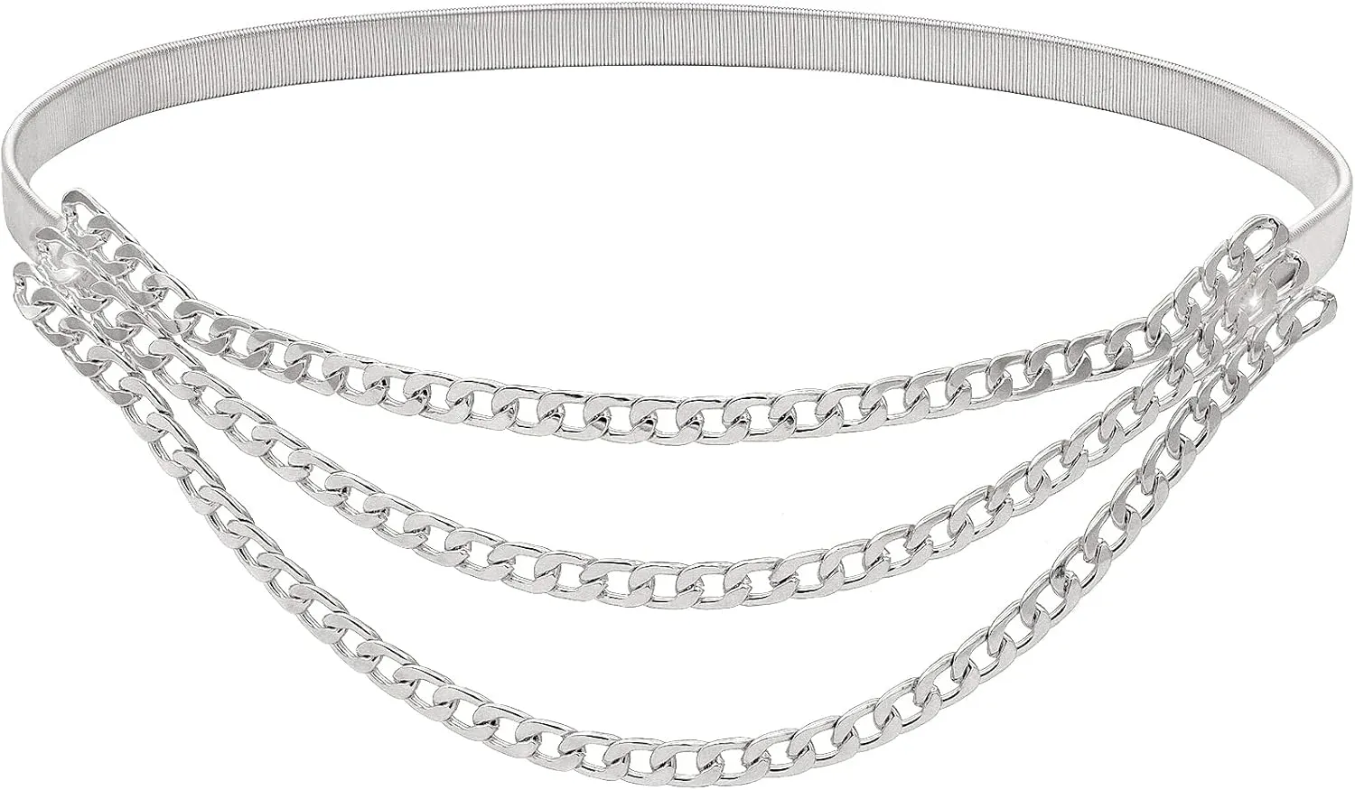 Suyi Skinny Stretch Belt Multilayer Metal Waist Belts Elastic Cinch Waistband for Women