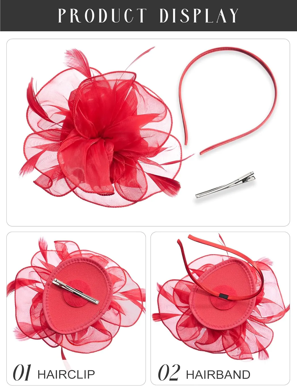 SWEETV Fascinators Hats for Women Tea Party Hat and Gloves Set for Kentucky Derby, Cocktail, Wedding, Fancy Dress Party