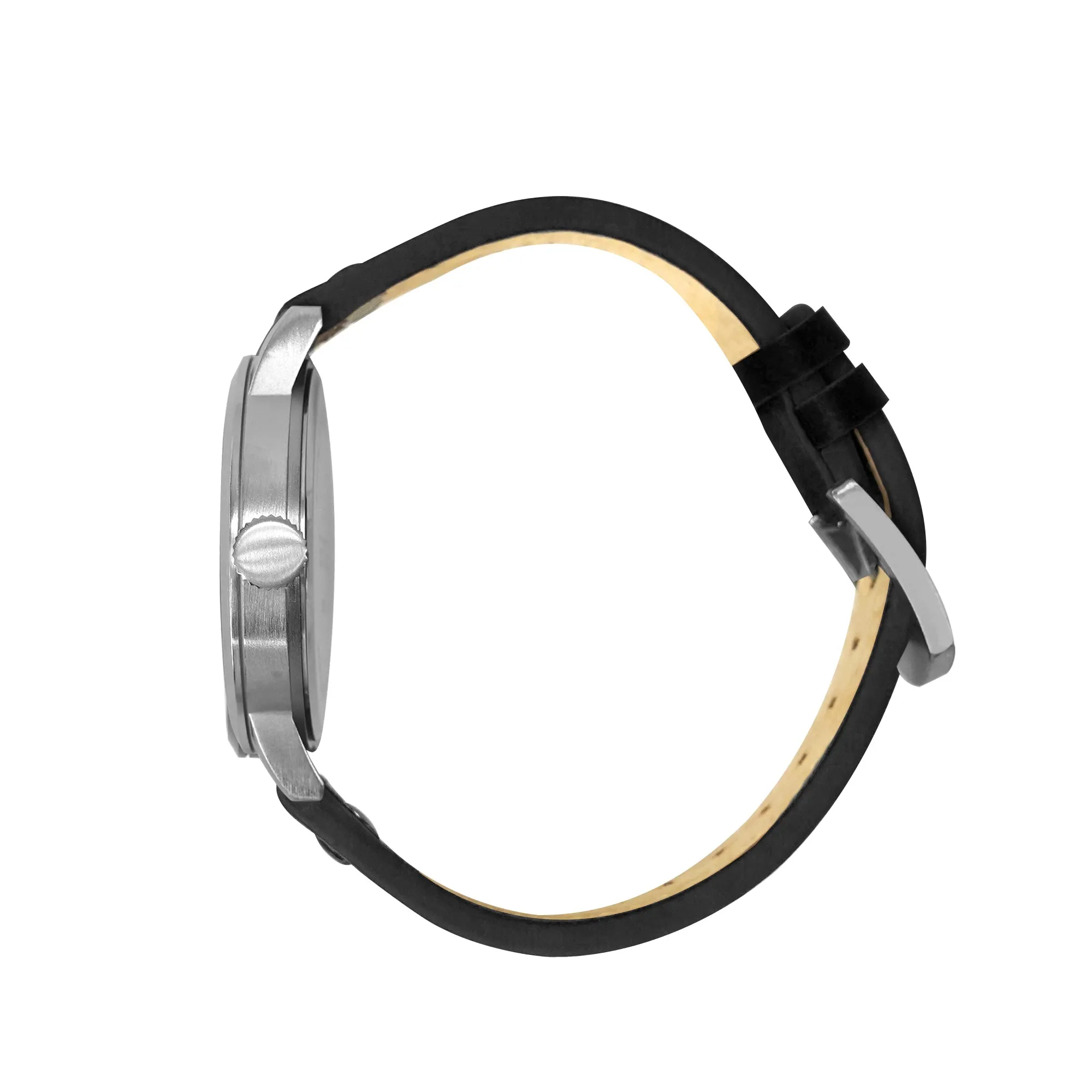 Tensity Round Black Dial Black Fabric Band Watch
