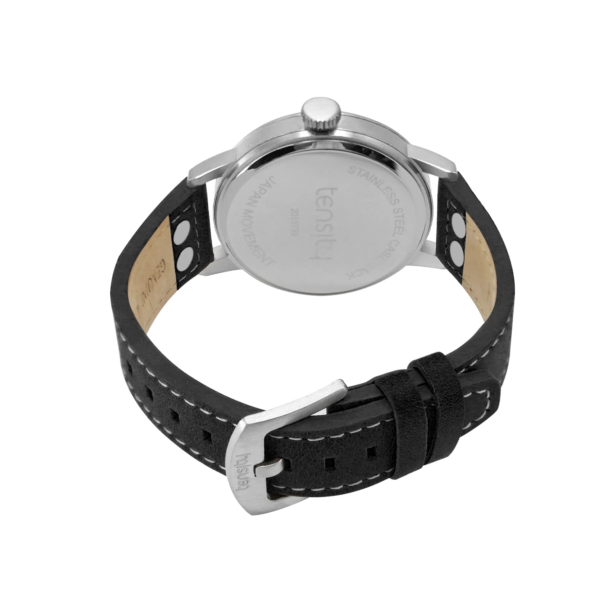 Tensity Round Black Dial Black Fabric Band Watch