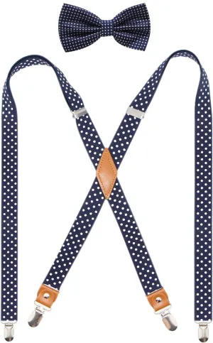 Timiot Mens Suspender and Bowtie Set X Back Heavy Duty Adjustable Elastic Clips
