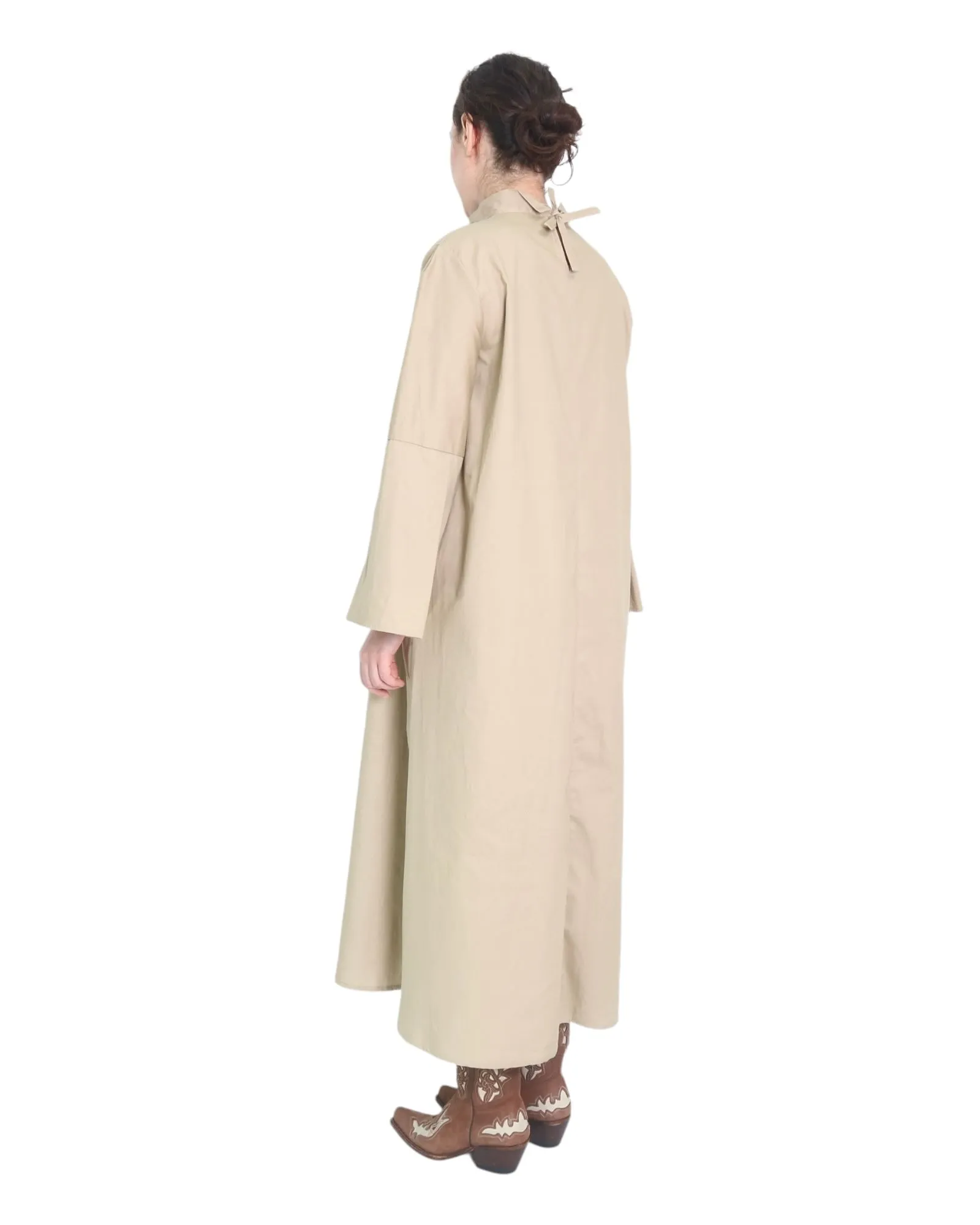 Trapeze Midi Dress with Stand Collar