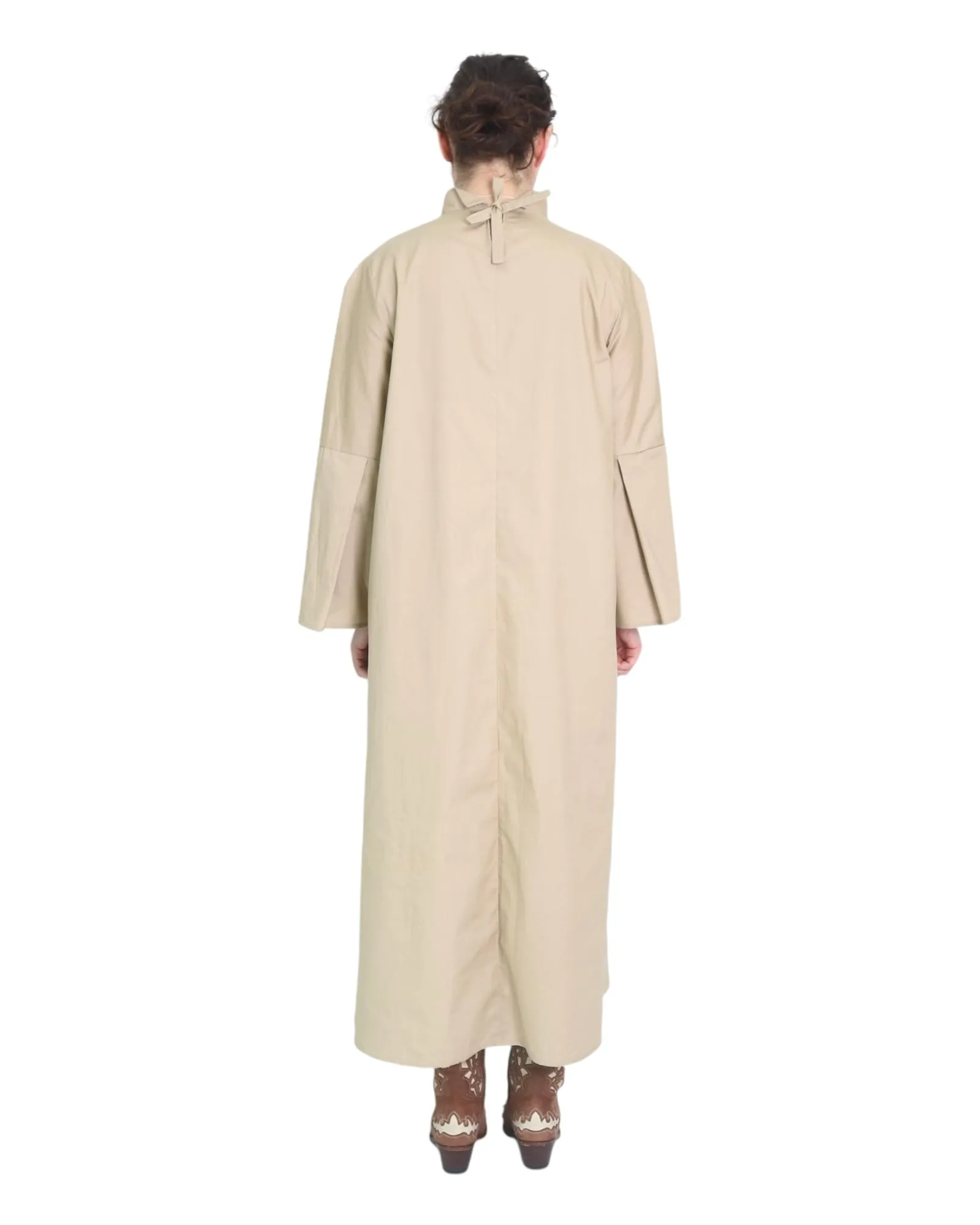 Trapeze Midi Dress with Stand Collar