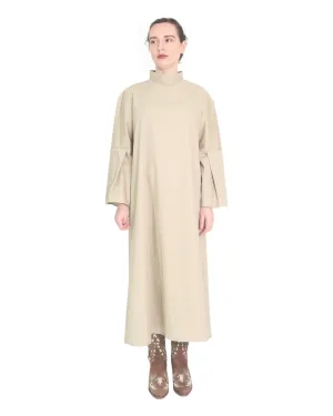 Trapeze Midi Dress with Stand Collar