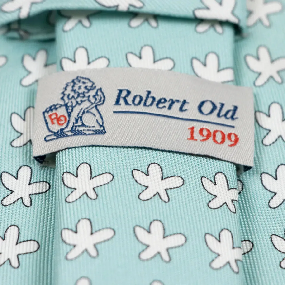 Turquoise Floral Motif 100% Silk Tie