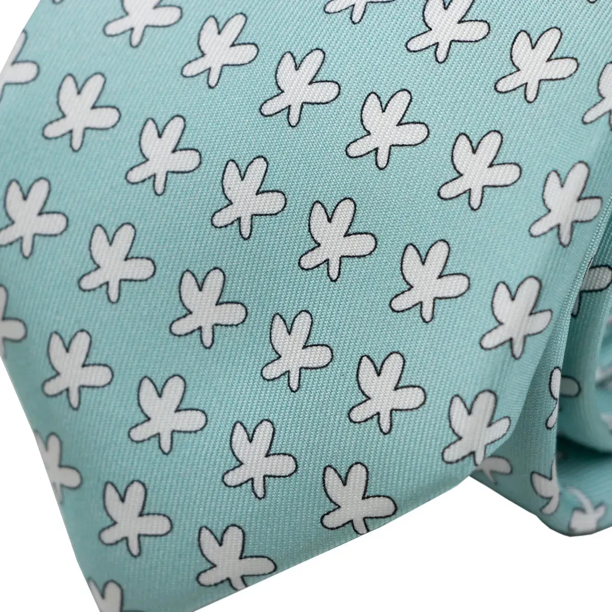 Turquoise Floral Motif 100% Silk Tie